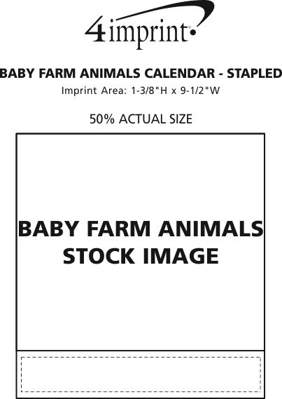 Imprint Area of Baby Farm Animals Calendar - Stapled
