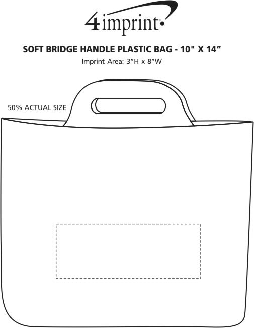 Imprint Area of Soft Bridge Handle Plastic Bag - 10" x 14"