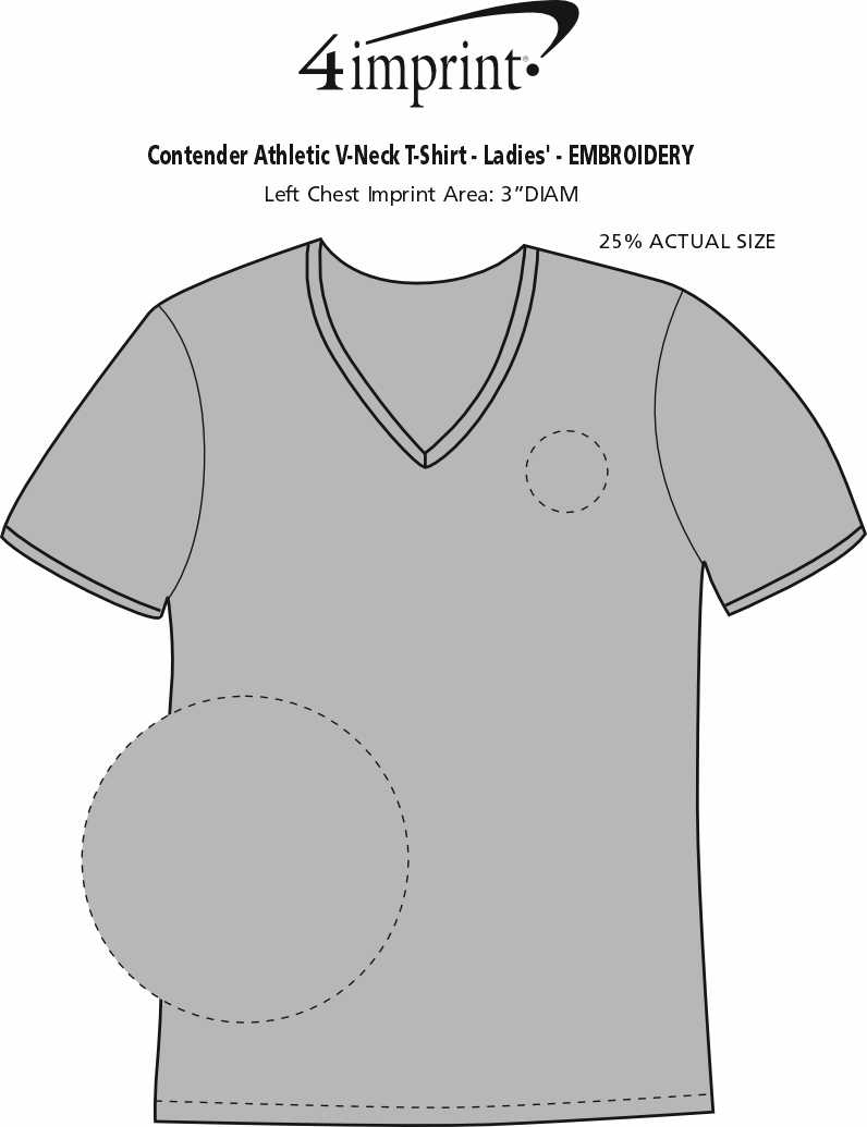Imprint Area of Contender Athletic V-Neck T-Shirt - Ladies' - Embroidered