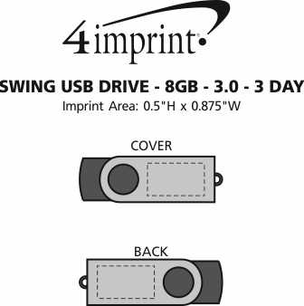 Imprint Area of Swing USB Drive - 8GB - 3.0 - 3 Day