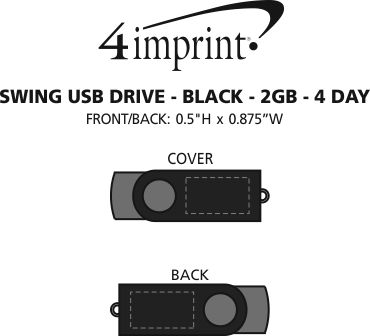 Imprint Area of Swing USB Drive - Black - 2GB - 3 Day