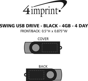 Imprint Area of Swing USB Drive - Black - 4GB - 3 Day