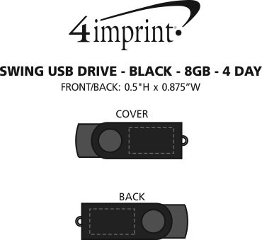 Imprint Area of Swing USB Drive - Black - 8GB - 3 Day