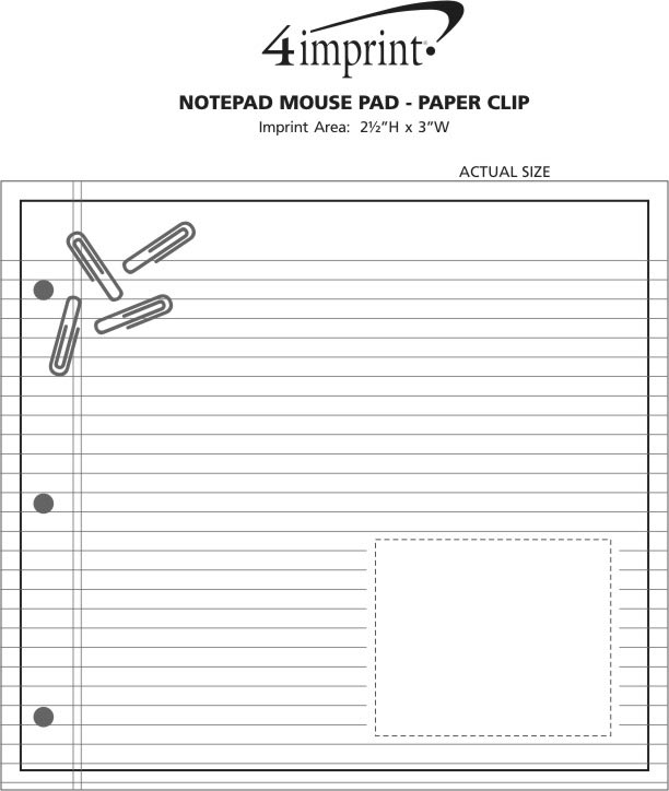 Imprint Area of Notepad Mouse Pad - Paper Clip