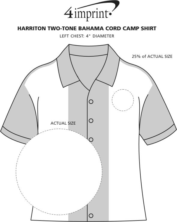 Imprint Area of Harriton Two-Tone Bahama Cord Camp Shirt