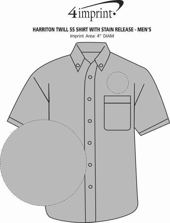 Imprint Area of Harriton Twill SS Shirt with Stain Release - Men's