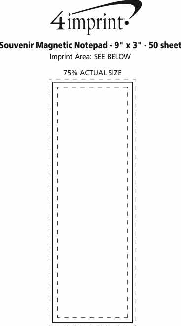 Imprint Area of Souvenir Magnetic Notepad - 9" x 3" - 50 Sheet