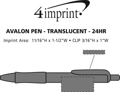 Imprint Area of Avalon Pen - Translucent - 24 hr