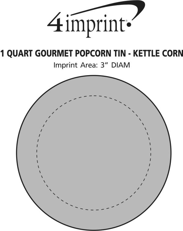Imprint Area of 1 Quart Gourmet Popcorn Tin - Kettle Corn