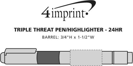 Imprint Area of Triple Threat Pen/Highlighter - 24 hr
