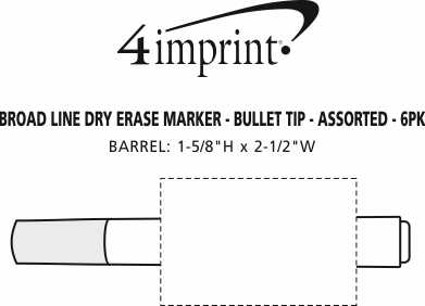 Imprint Area of Broad Line Dry Erase Marker - Bullet Tip - Assorted - 6pk