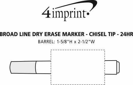 Imprint Area of Broad Line Dry Erase Marker - Chisel Tip - 24 hr