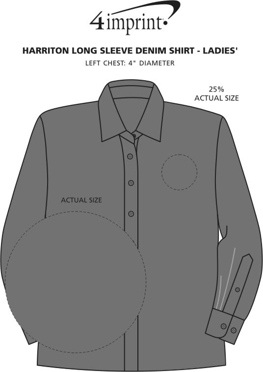 Imprint Area of Washed Denim Long Sleeve Shirt - Ladies'