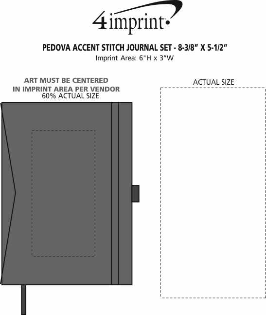 Imprint Area of Pedova Accent Stitch Journal Set - 8-3/8" x 5-1/2"