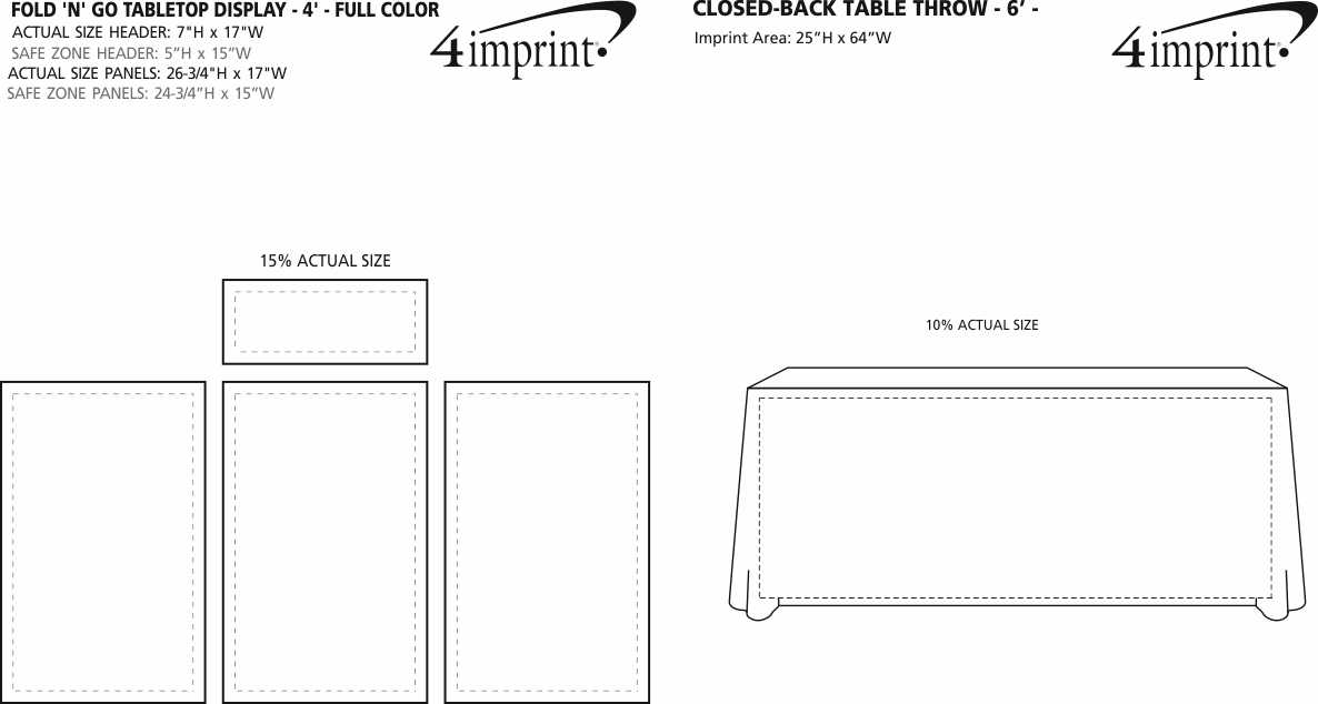 Imprint Area of Fold N Go Tabletop Kit - 4' - Full Color
