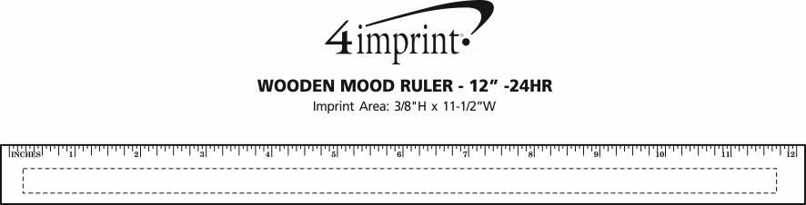 Imprint Area of Wooden Mood Ruler - 12" - 24 hr