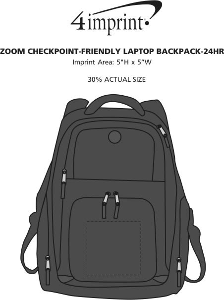 Imprint Area of Zoom Checkpoint-Friendly Laptop Backpack - 24 hr