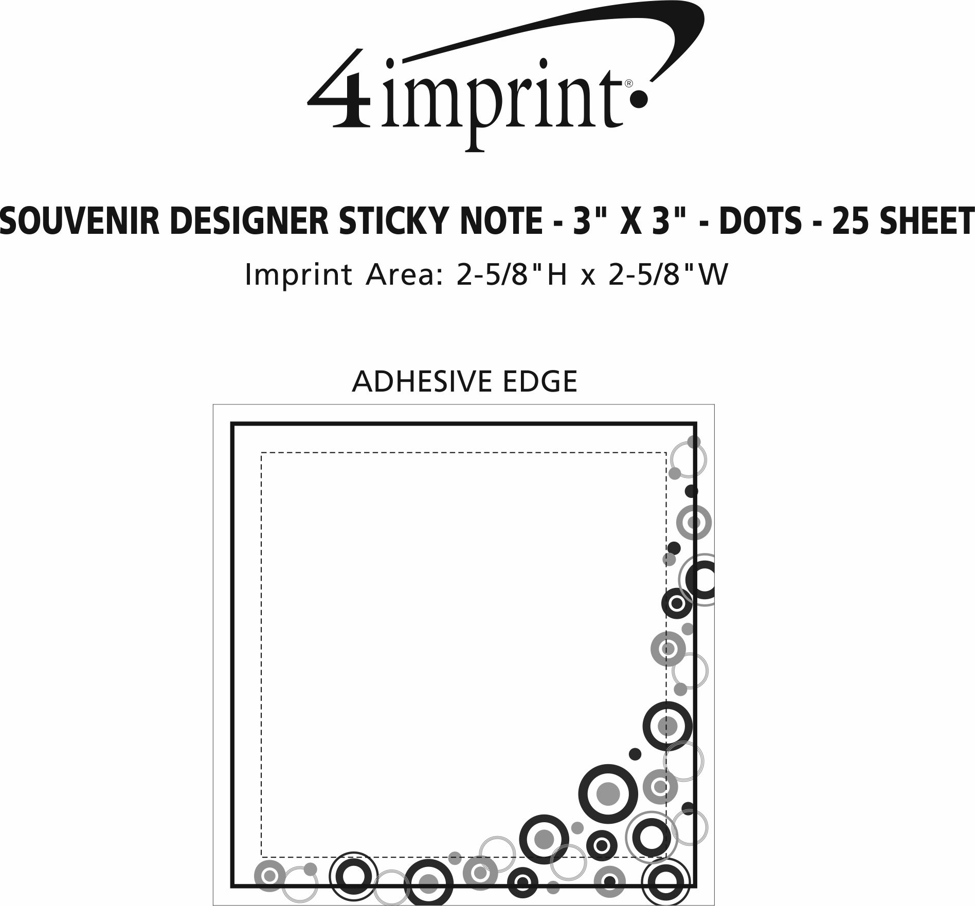 Imprint Area of Souvenir Designer Sticky Note - 3" x 3" - Dots - 25 Sheet