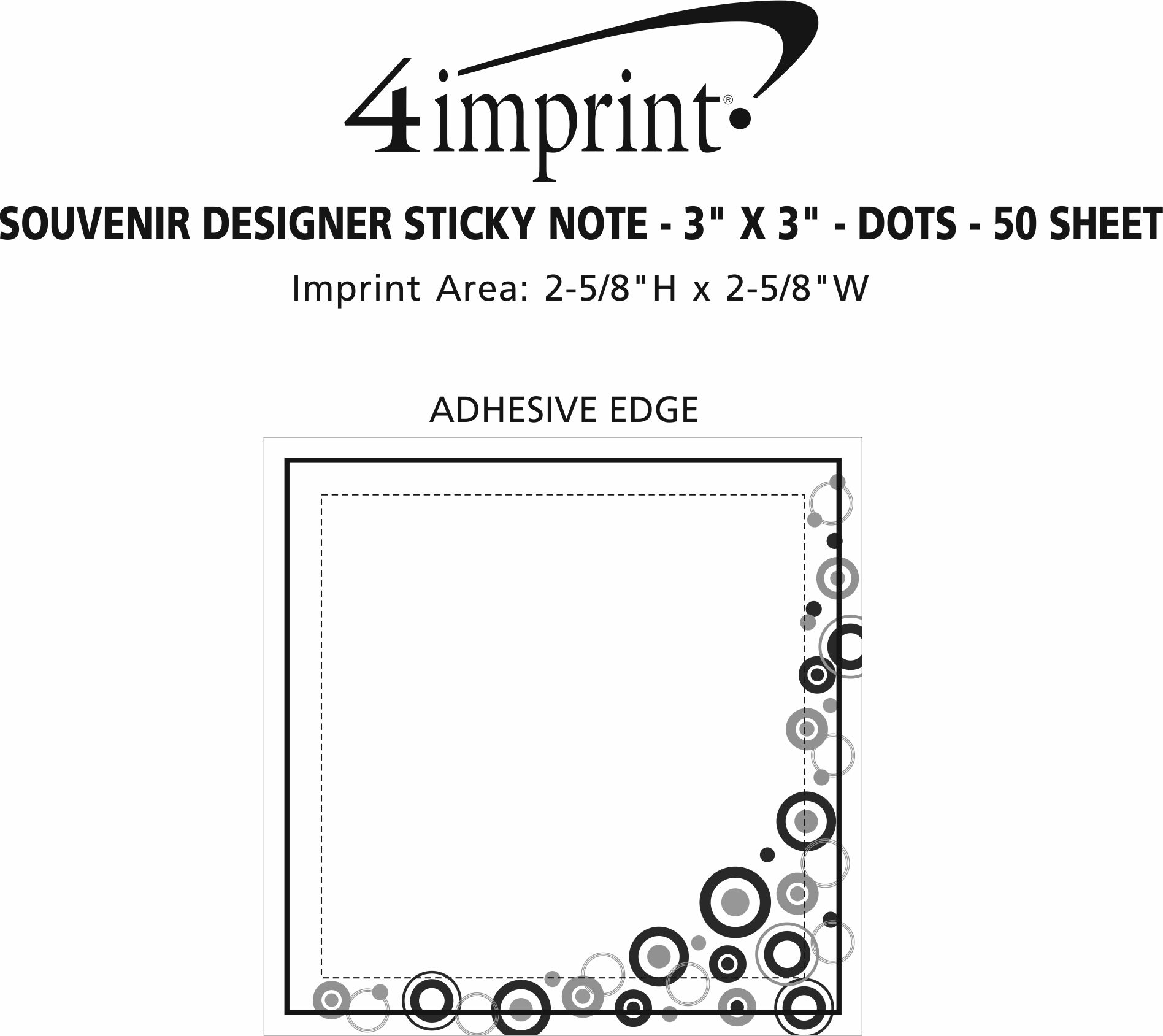 Imprint Area of Souvenir Designer Sticky Note - 3" x 3" - Dots - 50 Sheet