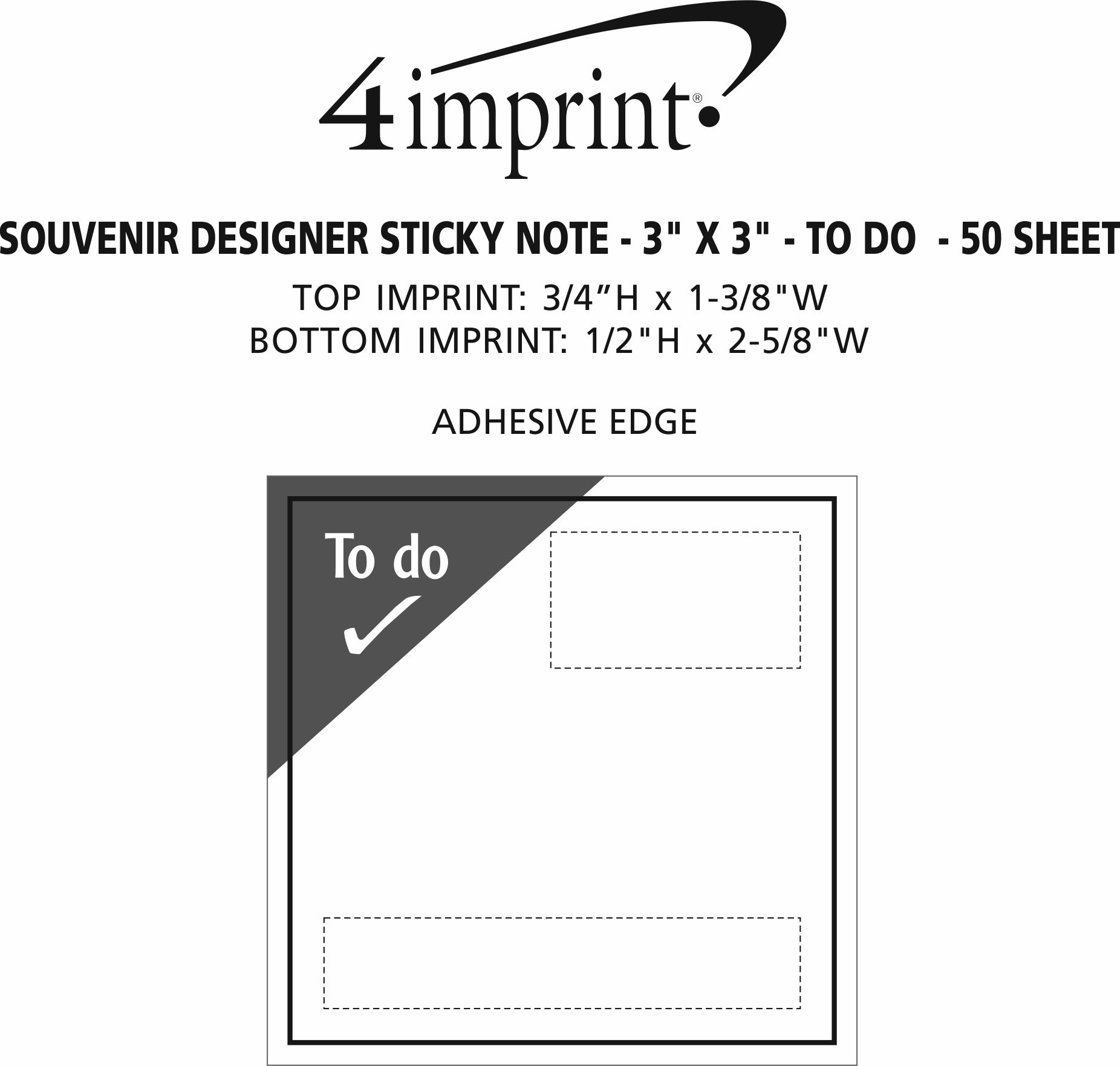 Imprint Area of Souvenir Designer Sticky Note - 3" x 3" - To Do  - 50 Sheet
