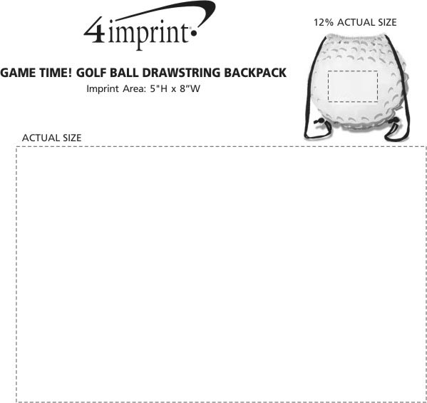 Imprint Area of Game Time! Golf Ball Drawstring Backpack