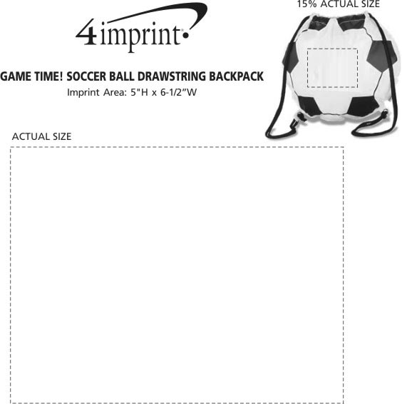 Imprint Area of Game Time! Soccer Ball Drawstring Backpack