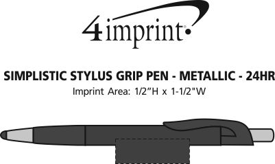 Imprint Area of Simplistic Stylus Grip Pen - Metallic - 24 hr