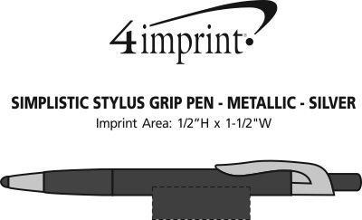 Imprint Area of Simplistic Stylus Grip Pen - Metallic - Silver