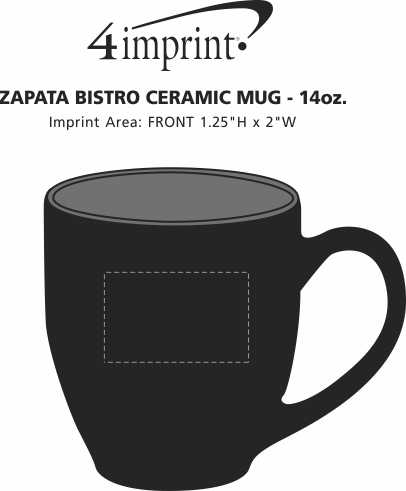 Imprint Area of Zapata Bistro Ceramic Mug - 14 oz.