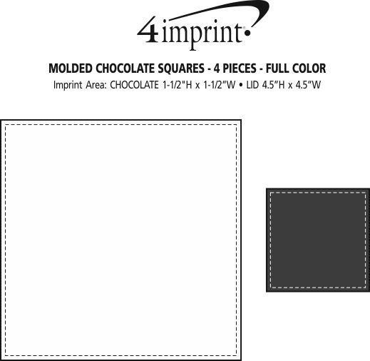 Imprint Area of Molded Chocolate Squares - 4-Pieces - Full Color