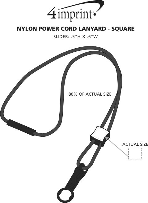 Imprint Area of Nylon Power Cord Lanyard - Square