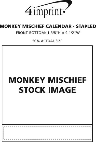 Imprint Area of Monkey Mischief Calendar - Stapled