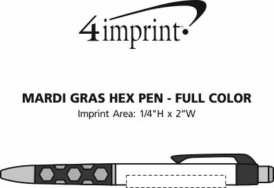 Imprint Area of Mardi Gras Hex Pen - Full Color