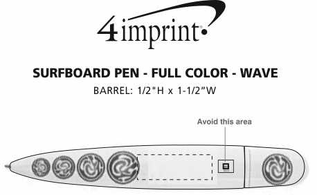 Imprint Area of Surfboard Pen - Full Color - Wave