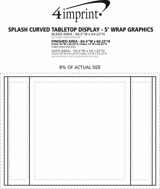 Imprint Area of Splash Curved Tabletop Display - 5' - Wrap Graphics