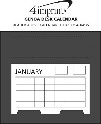 Imprint Area of Genoa Desk Calendar