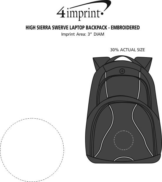Imprint Area of High Sierra Swerve 17" Laptop Backpack - Embroidered