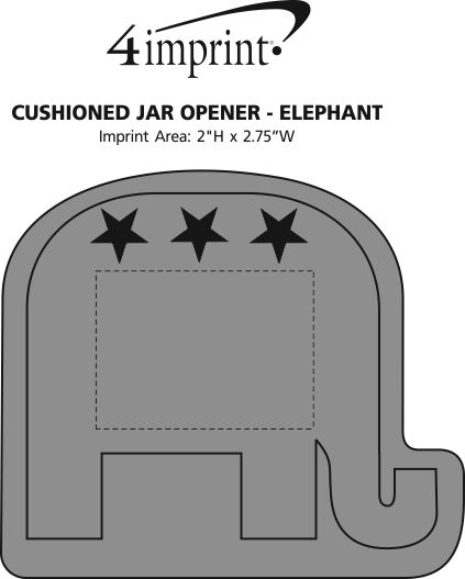 Imprint Area of Cushioned Jar Opener - Elephant