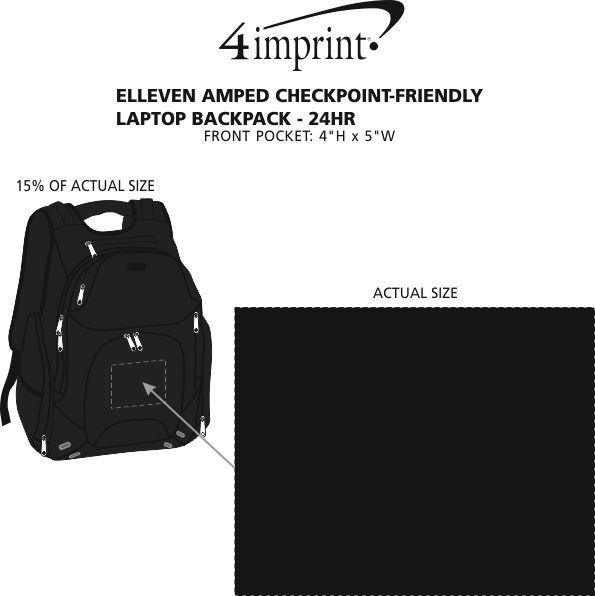Imprint Area of elleven Amped Checkpoint-Friendly Laptop Backpack - 24 hr