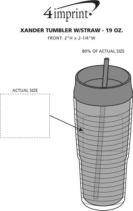 Imprint Area of Xander Tumbler with Straw - 19 oz.