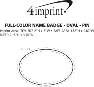 Imprint Area of Full Color Name Badge - Oval - Pin