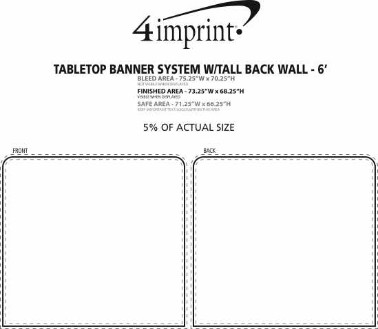 Imprint Area of Tabletop Banner System with Tall Back Wall - 6'