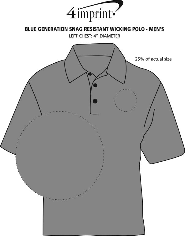 Imprint Area of Blue Generation Snag Resistant Wicking Polo - Men's
