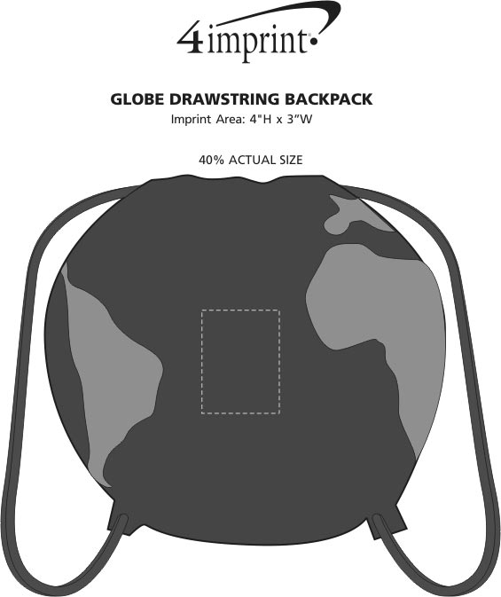 Imprint Area of Globe Drawstring Backpack
