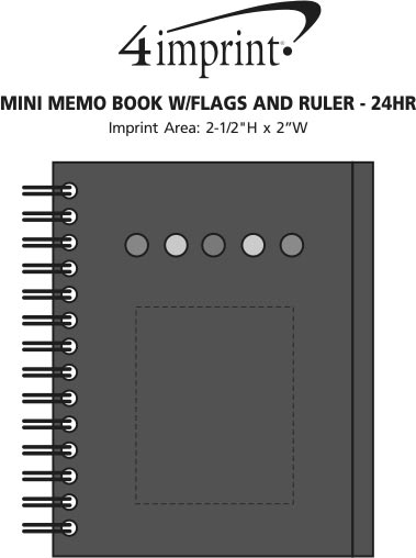 Imprint Area of Mini Memo Book with Flags and Ruler - 24 hr