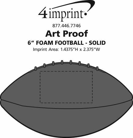 Imprint Area of 6" Foam Football - Solid