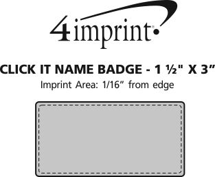 Imprint Area of Click It Name Badge - 1-1/2" x 3" - Jeweler's Pinback