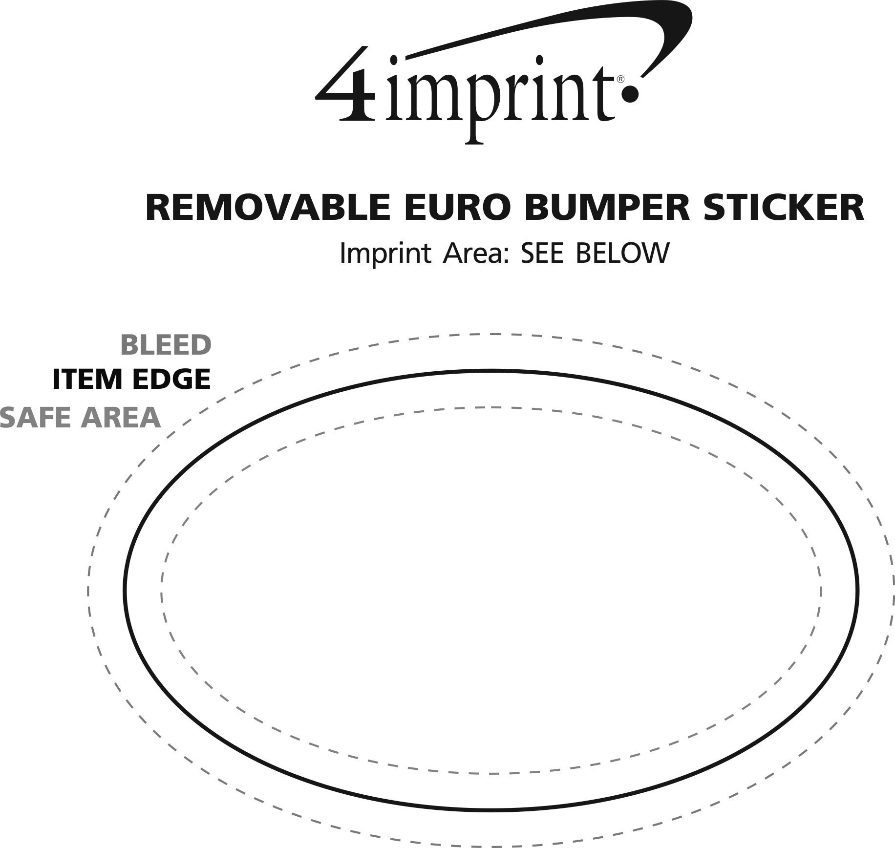 Imprint Area of Removable Euro Bumper Sticker