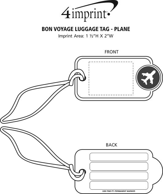 Imprint Area of Bon Voyage Luggage Tag - Plane