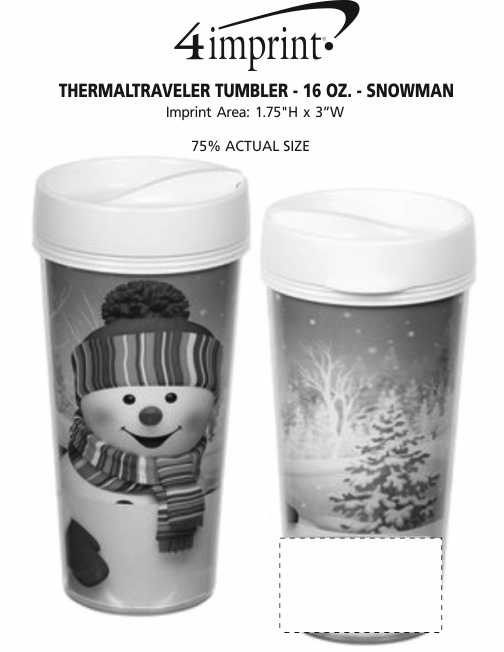 Imprint Area of ThermalTraveler Tumbler - 16 oz. - Snowman